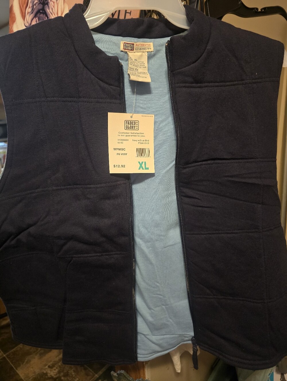 Faded Glory Navy Quilted Womens Vest with Light Blue Lining8
